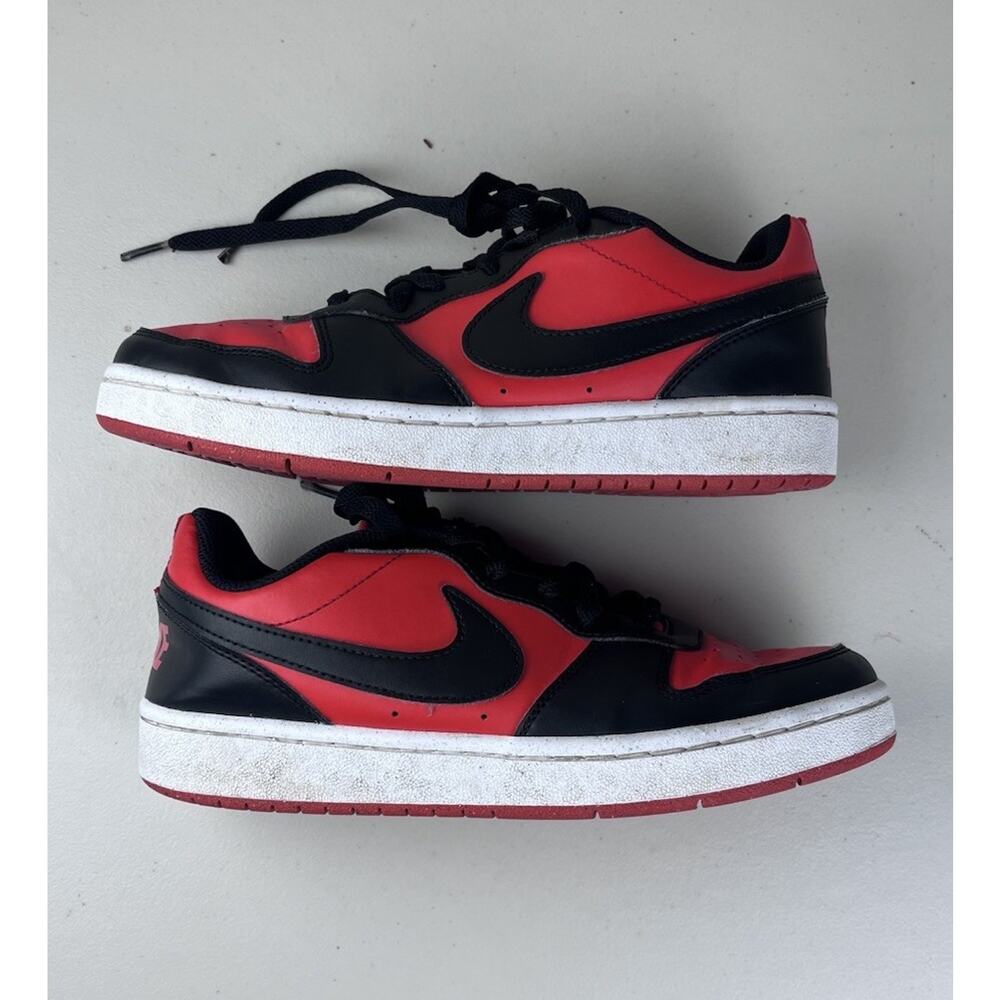 Nike Court Low Red Black Youth 6Y Sneaker Women 7.5 DV5456-600 Tennis Shoe - Picture 6 of 7